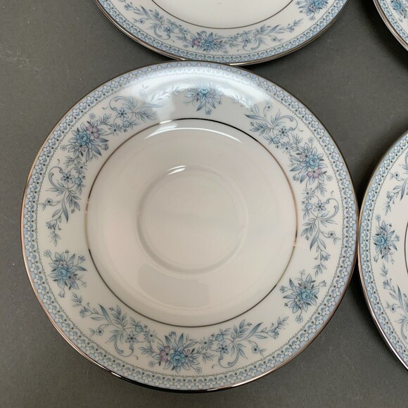 Noritake Blue Hill 2482 Saucers Plates Blue White Platinum Trim Lot of 4 - Picture 6 of 8